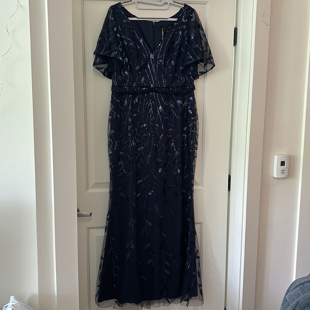 new! Ever-Pretty navy blue with sequins flutter sleeve formal dress